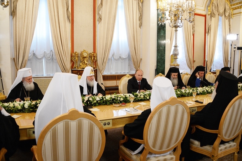 Their All Holinesses the Prelates at a meeting with President Putin