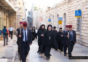The Hagiotaphites walking towards Jaffa Gate