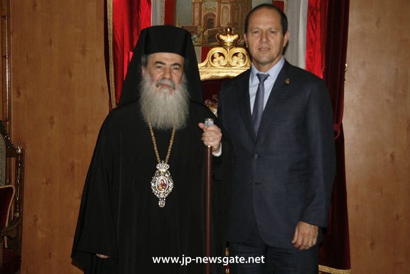His Beatitude and Mr Nir Barkat, Mayor of Jerusalem