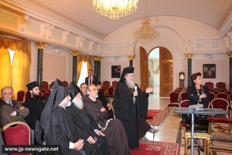 H.B. welcomes the representatives of the Franciscan and the Armenians