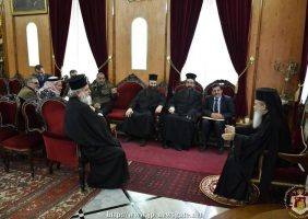 The Mayor and the members of Ubeidiya meeting His Beatitude